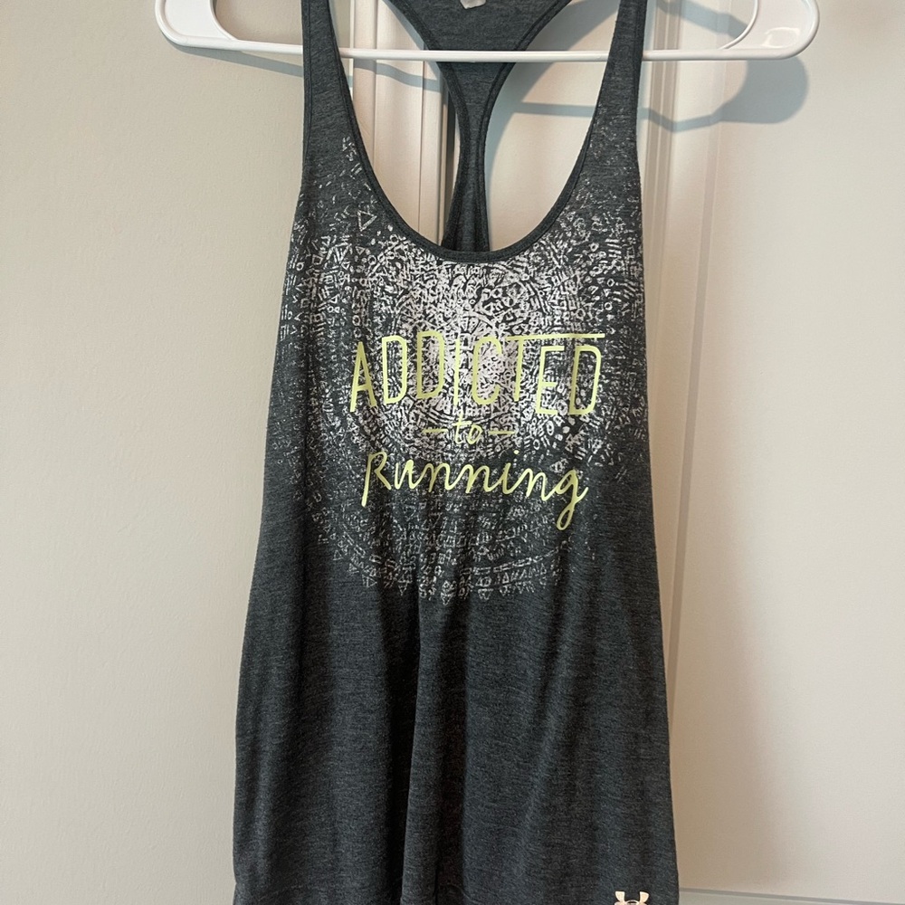 Under Armour Charcoal Tank with Neon Print